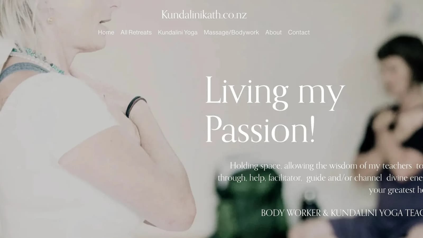 Click to visit Kundalini Kath - holistic wellness and healing sanctuary Website screenshot of Kundalini Kath yoga and wellness services featuring meditation and bodywork offerings